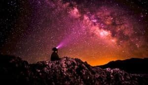 looking up at space (quasar discovery concept)