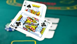 Two kings tossed down while playing poker (artificial intelligence, poker, games concept)
