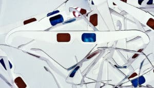 3D glasses on white (3D imaging + fat cells concept)