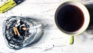 ash tray and coffee (smoking concept)