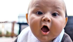 baby with surprised face