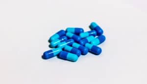 blue pill pile (melanoma treatment concept)