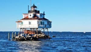 Thomas Point lighthouse, Chesapeake Bay (rising sea levels and tides concept)