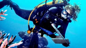 Researcher Joleah Lamb dives in Australia