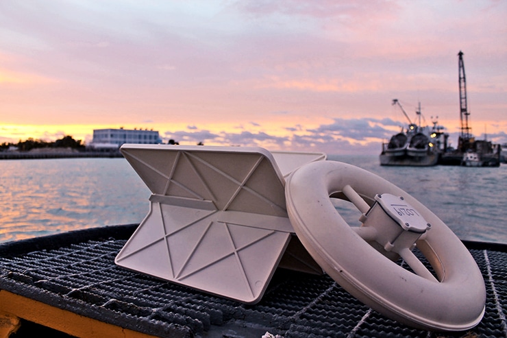 drifter on ship at sunset