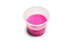 pink antibiotic liquid in cup