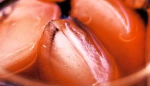 red ice in drink (ice from Mars concept)