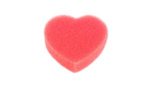 red sponge heart on white