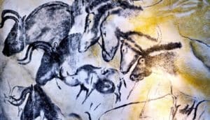 Chauvet's cave horses (Neanderthals, history, and art concept)