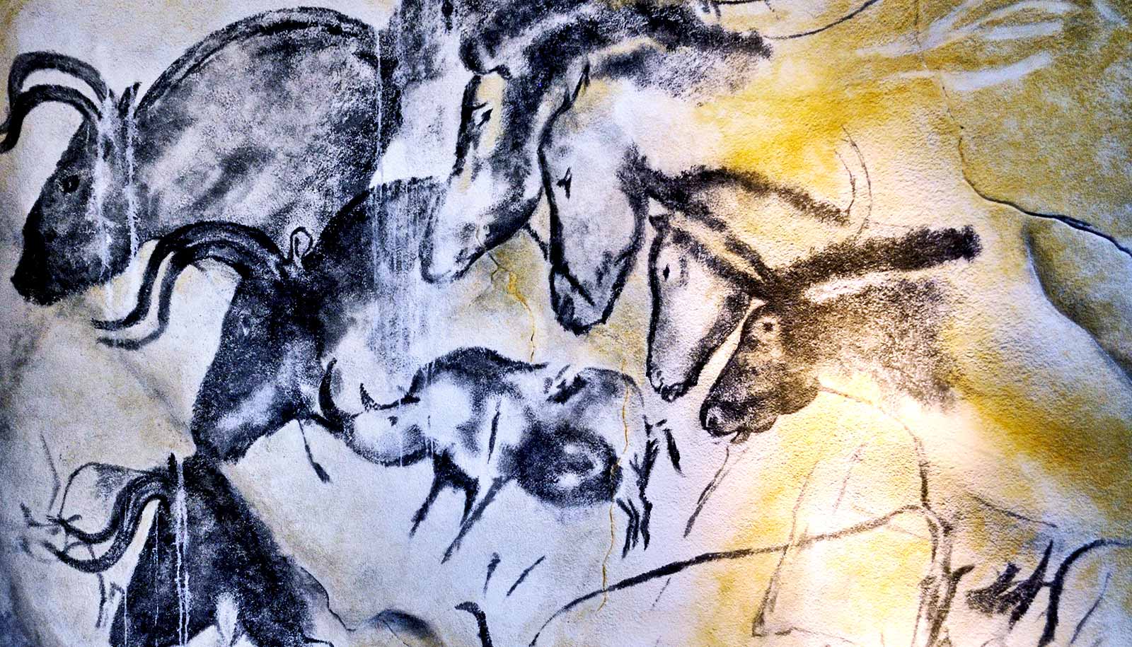 Chauvet's cave horses (Neanderthals, history, and art concept). 