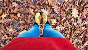 yellow boots in leaves