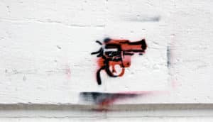 gun graffiti stencil (gun owners and safe gun storage concept)