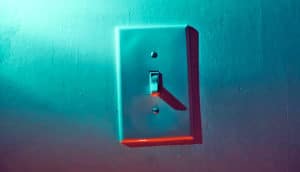 light switch in colorful light (