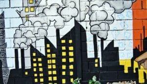 pollution city mural