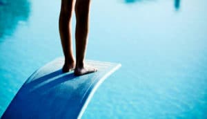 standing on diving board (mental rehearsal concept)