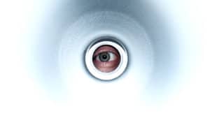 eyeball looking through hole (inside graphene concept)