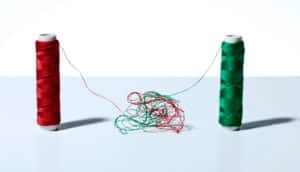 spools of thread tangled together