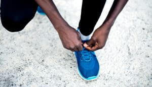 tying blue sneaker - bursts of exercise