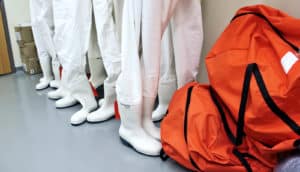 white boots and hazmat suits (Ebola concept)