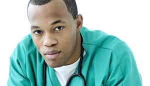 young doctor in scrubs