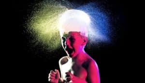 boy hit with water balloon (asteroids concept)