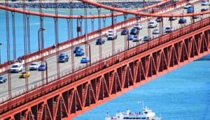 Golden Gate bridge with cars (fuel economy standards concept)