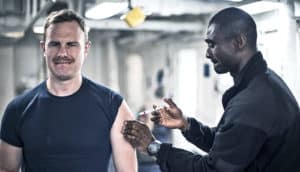 man getting flu shot