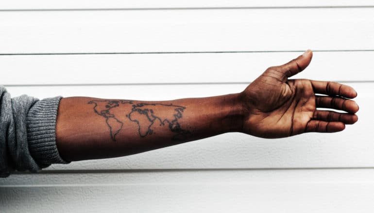 world map tattoo on arm - TIL maps