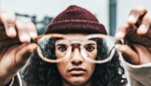 face through eyeglasses - diabetic retinopathy