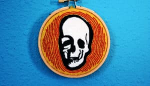 skull embroidery (microbiome concept)