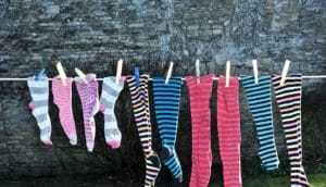 (physical therapy concept) socks drying on the line