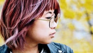 young woman looking right/profile (stereotypes concept)