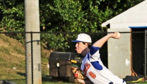 high school pitcher throws baseball