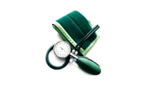 green blood pressure cuff on white