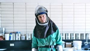 industrial worker in hood