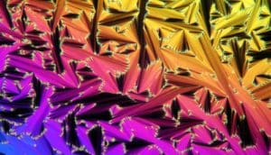 liquid crystal phase change - angular pattern with rainbow colors