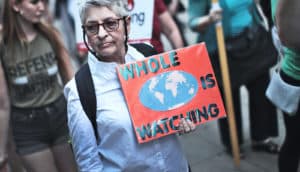 Paris Agreement protestor