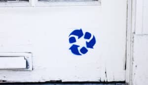recycling symbol on wall (autophagy concept)