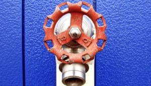 red valve against blue (nanoparticles concept)