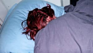 sleeping person red hair (sleep concept)