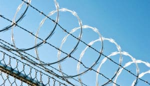 barbed wire fence (prison concept)