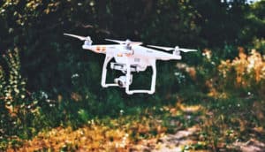 drone in rural setting (drones concept)