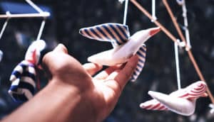 hand touching mobile