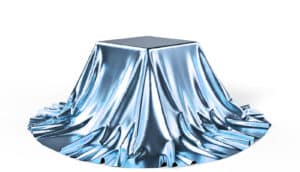 box under shiny blue cloth - hidden state of matter