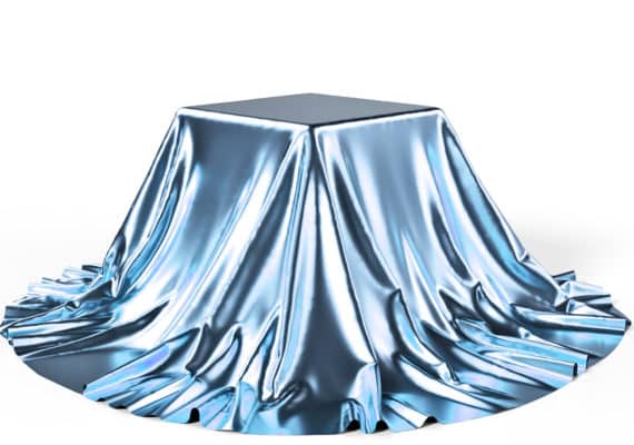box under shiny blue cloth - hidden state of matter