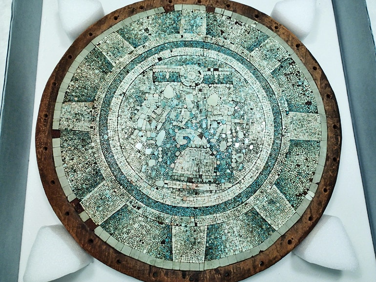 turquoise mosaic shield