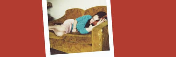 polaroid of woman on couch on red - big data