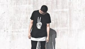 skeleton hand t-shirt