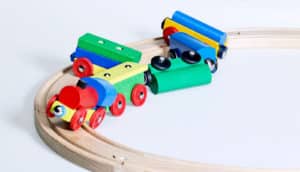 toy train off track (Huntington's disease concept)