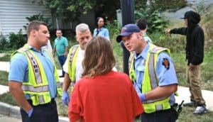 police talk to woman about heroin OD